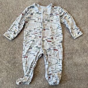 Mamas & Papas Baby Footed Sleeper 9–12M Nautical Map Print Cotton